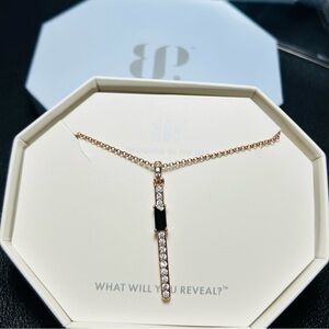 Bomb Party Rhinestone Black Onyx Rose Gold Black Bar Pendant Necklace RBP5715